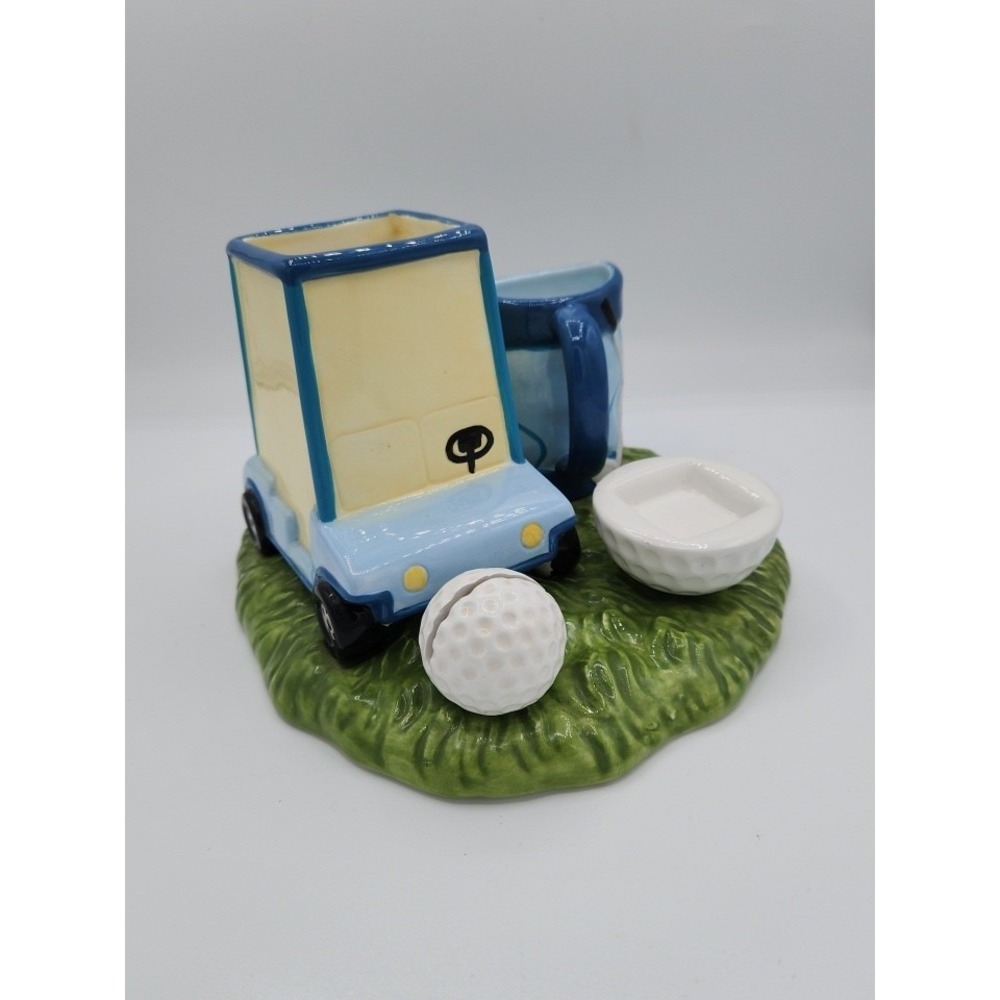 Golf Themed Gift Planter‎ Office Desk Card Holder Blue Green  RARE!